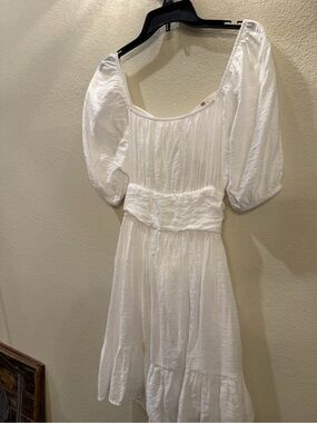 NWOT Altar'd State White Gathered Neck Peasant Blouse dress. Never worn